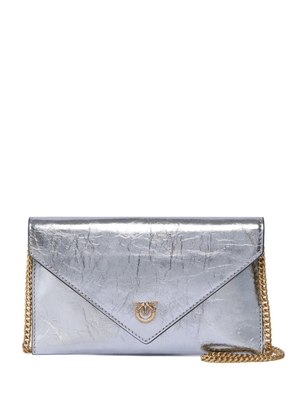 PINKO metallic flap chain clutch - Grey