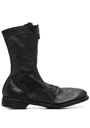 Guidi round-toe leather boots - Black