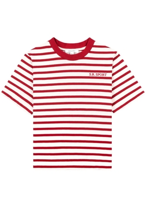 Sporty & Rich logo-embroidered striped T-shirt