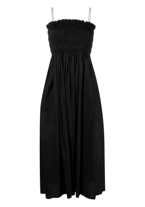 Matteau shirred-panel poplin midi dress - Black