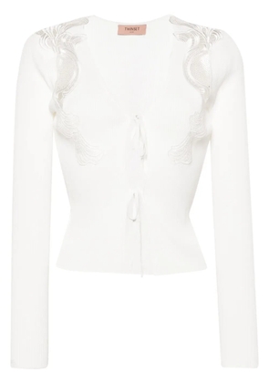 TWINSET lace laced-up cardigan - White
