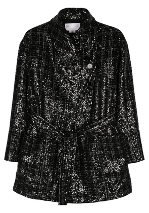 Genny sequinned tweed coat - Black