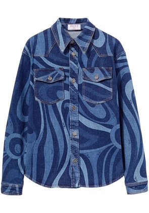 PUCCI Marmo-print denim shirt - Blue