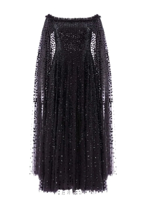 Needle & Thread Raindrop cape-detail midi dress - Black