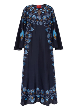 La DoubleJ geometric-print silk kaftan - Blue