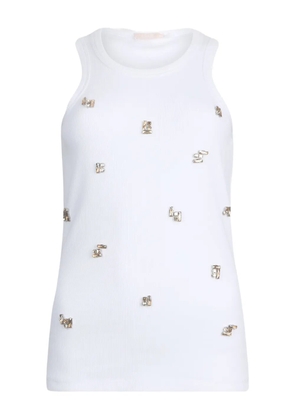 LIU JO ribbed bejewelled tank top - White