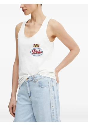 PINKO logo-appliqué tank top - White