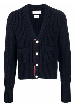 Thom Browne patch-pocket cashmere cardigan - Blue