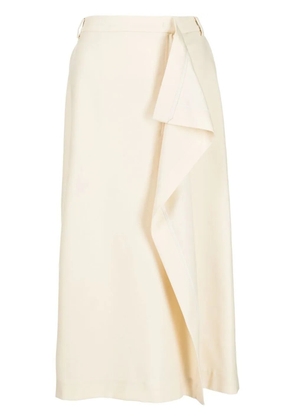 pushBUTTON high-waisted midi skirt - White