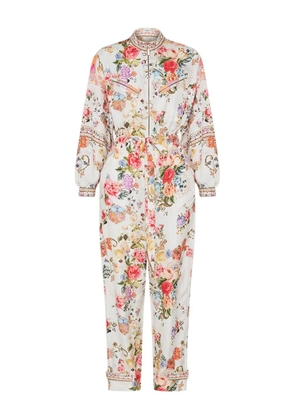 Camilla panelled drawstring zip-up jumpsuit - White