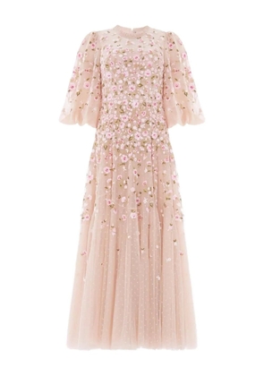 Needle & Thread Sylvia Rose round-neck midi dress - Neutrals