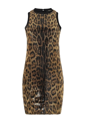 Roberto Cavalli sequined leopard mini dress - Brown
