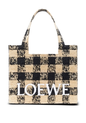 LOEWE Font checkerboard logo large tote bag - Neutrals