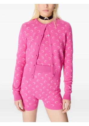 Marine Serre moon-jacquard knitted shorts - Pink