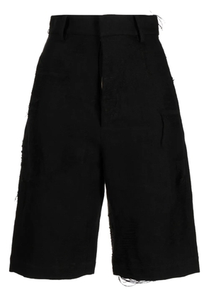 Uma Wang distressed-finish knee-length shorts - Black