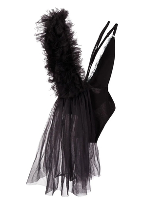 Alchemy x Lia Aram asymmetric tulle bodysuit - Black