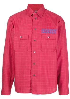 RASSVET check-pattern logo-print shirt - Red