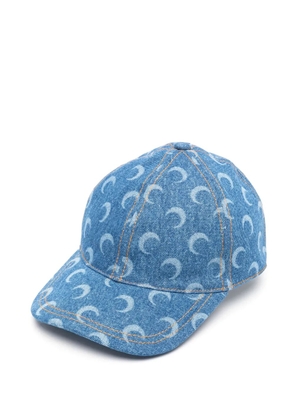 Marine Serre moon-laser denim cap - Blue