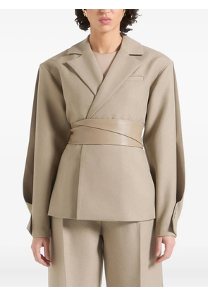 Manière De Voir Marie twist-sleeve belted tailored blazer - Neutrals