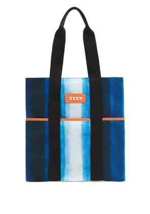 Marni striped tape-handles tote bag - Blue