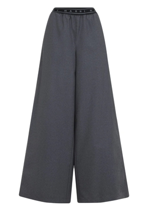 Marni logo-band wool trousers - Grey