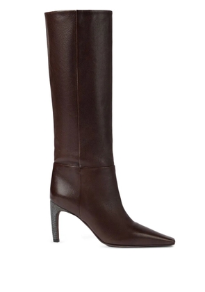 Brunello Cucinelli 80mm pointed heel leather boots - Brown