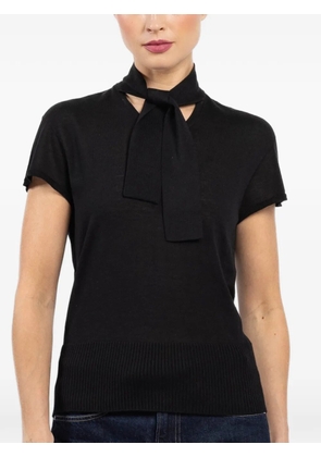 Mantu tied-neck short-sleeved top - Black