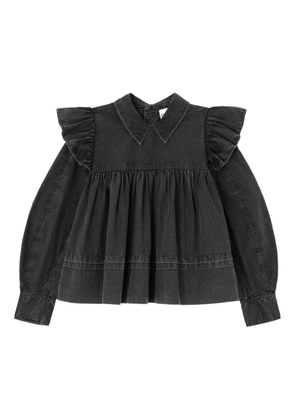 GANNI ruffled collared blouse - Black