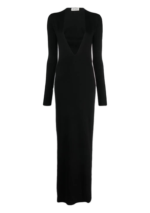 Saint Laurent plunge-neck wool maxi dress - Black