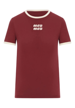 Miu Miu contrast-trim T-shirt - Red