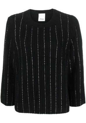 Allude rhinestone-stripes ribbed-knit jumper - Black