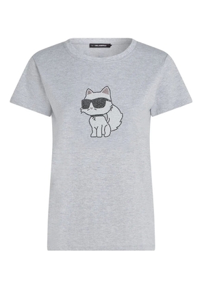 Karl Lagerfeld Ikon Choupette rhinestone T-shirt - Grey