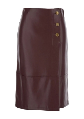 TWINSET button-detailed leather midi skirt - Red