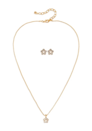 Nina Ricci Pre-Owned 1980s pre-owned crystal-embellished necklace and earrings set - Gold