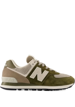 New Balance 574 lace-up suede-panelled sneakers - Green