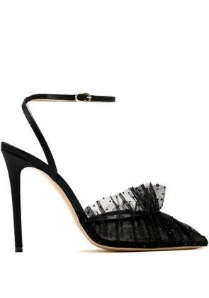 Andrea Wazen 105mm Franca embellished ruffle pumps - Black