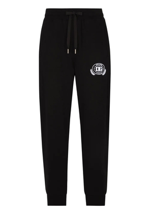 Dolce & Gabbana flocked-logo tapered joggers - Black