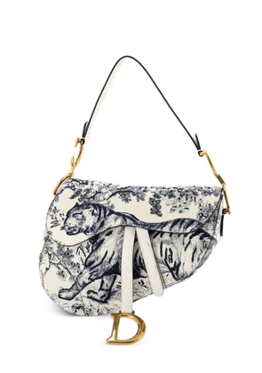 Christian Dior Pre-Owned Toile De Jouy Saddle Bag Embroidered Leather Medium shoulder bag - White