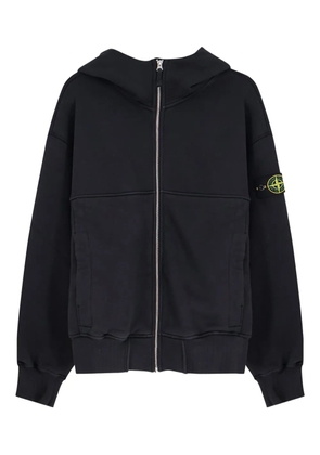Stone Island logo-patch zip-up hoodie - Black