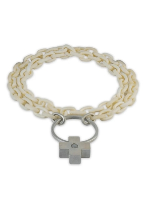 Parts of Four sterling silver diamond cross-pendant necklace