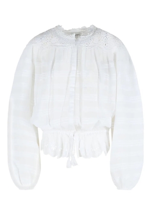 ISABEL MARANT Polly lace pleated cotton top - White