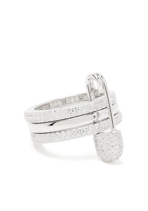 APM Monaco Triple Hoop Safety Pin ring - Silver