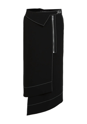 Karl Lagerfeld contrast-stitch asymmetric skirt - Black