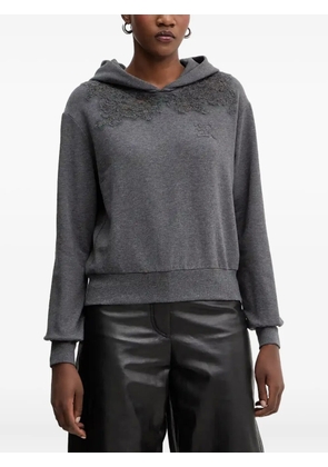 Ermanno Scervino lace-appliqué long-sleeve hoodie - Grey