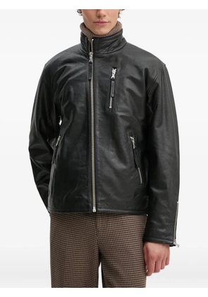 Won Hundred zip-fastening pockets leather jacket - Black