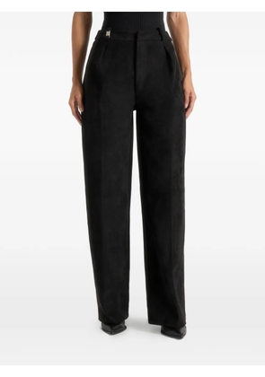 Manière De Voir Solène front-pleat suede-effect trousers - Black