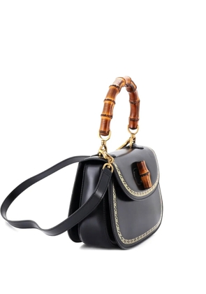 Gucci Pre-Owned Bamboo Web Top Handle Bag Printed Leather Medium satchel - Black