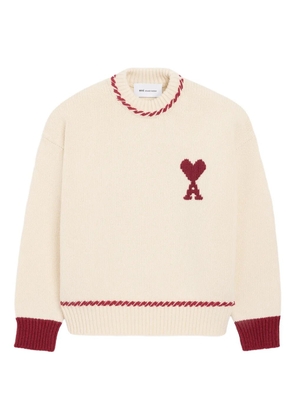 AMI Paris Ami De Coeur embroidered sweater - Neutrals