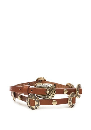 PINKO metallic-buckle studded leather belt - Brown