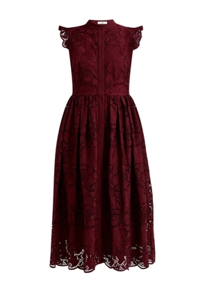 ERDEM ruffled lace midi dress - Red